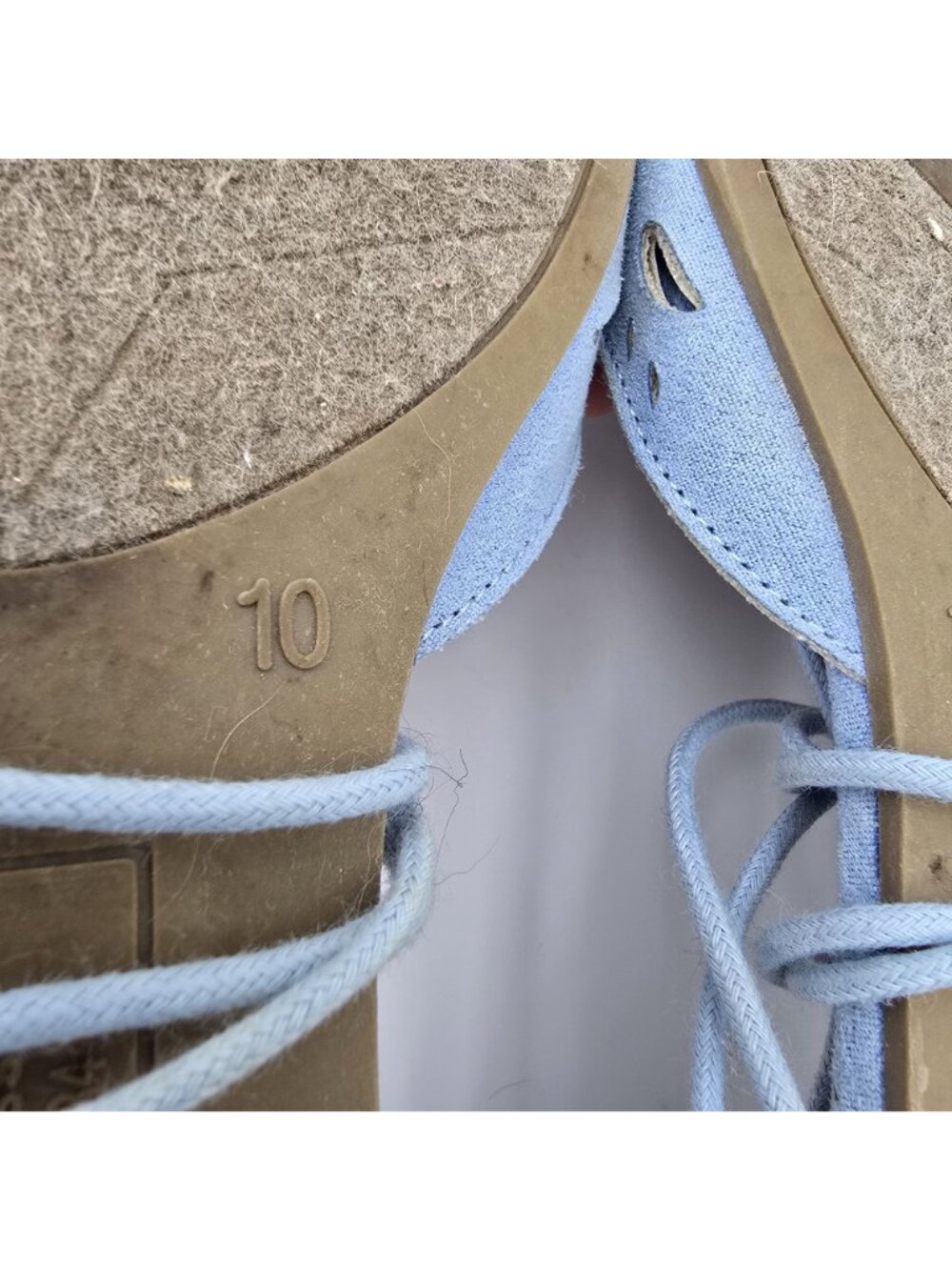 Steve Madden Ghinesa Womens Flats Size 10 Light Blue Suede Lace-Up Pre-Owned - Picture 7 of 7